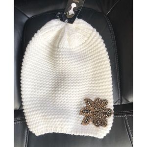 Brand new white knit beanie
